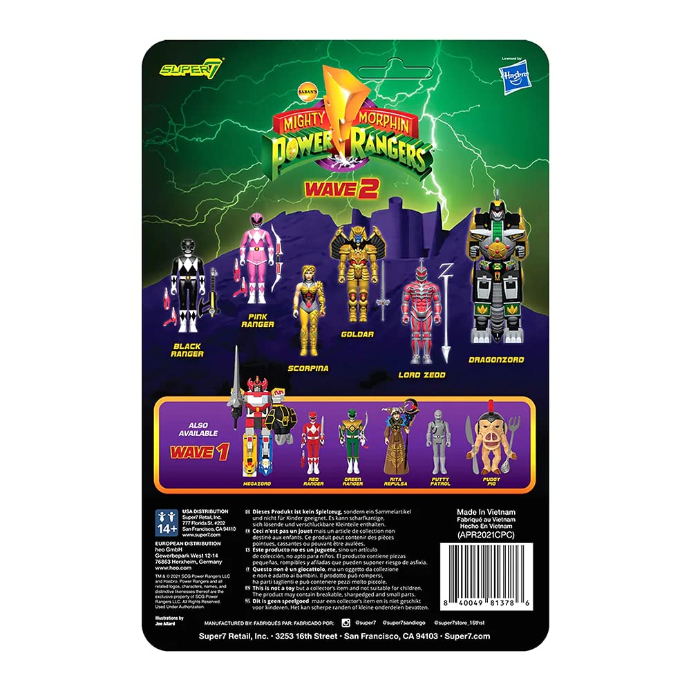 Super7 Mighty Morphin Power Rangers Black Ranger - 3.75" Power Rangers Action Figure with Accessories Classic TV Show Collectibles and Retro Toys - Image 3