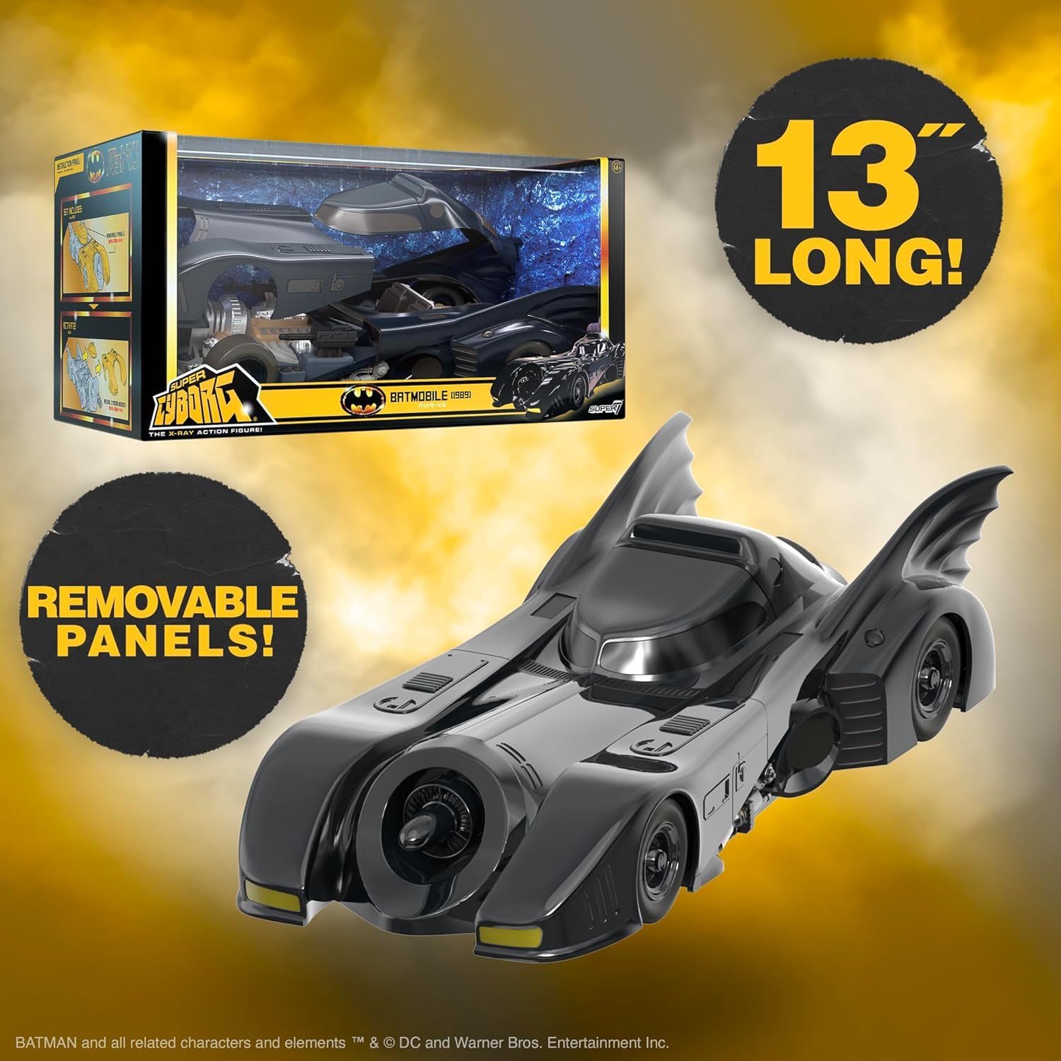 Super7 Super Cyborg Batman Batmobile 1989 (Full Color) - 13" Batman Action Figure Vehicle Classic Movie Collectibles and Retro Toys - Image 5