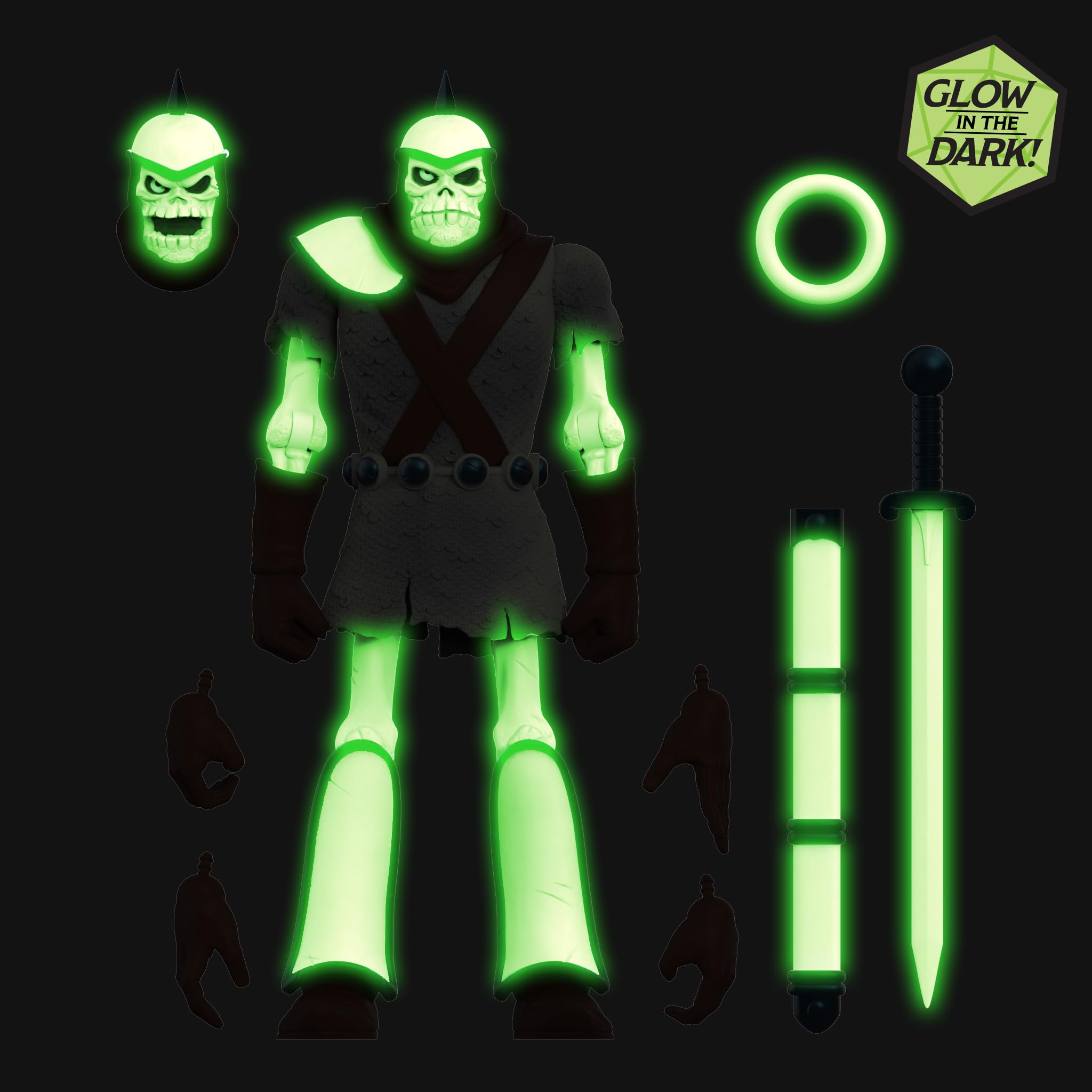 Super7 ULTIMATES! Dungeons & Dragons Dekkion The Skeleton Warrior (Glow) - 7" Dungeons and Dragons Action Figure with Accessories - Vintage Collectibles and Retro Toys - Image 5